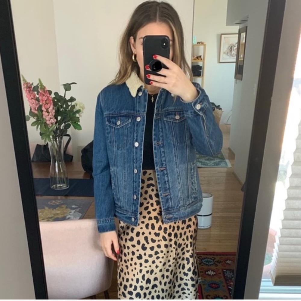 Faux Shearling Denim Jacket from Old Navy